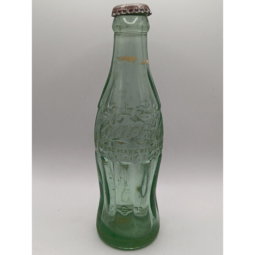 Vintage Coca-Cola Green Glass 6oz Soda Bottle Pat D-105529 Marion Indiana 1950's